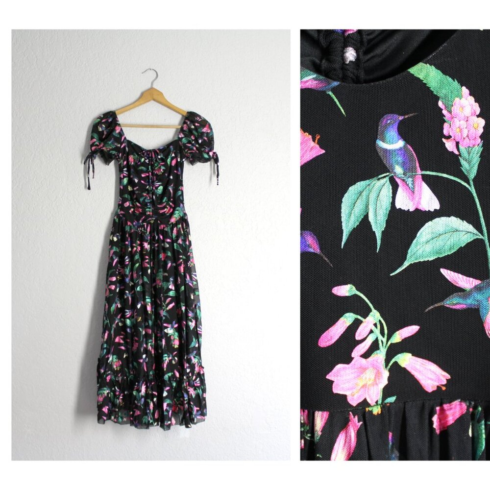 Blackmilk wild hummingbird tea party midaxi dress XS NWT sold out